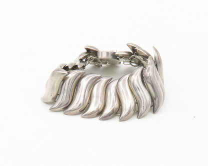 MEXICO 925 Sterling Silver  Vintage Smooth Shiny Swirl Chain Bracelet  BT6730