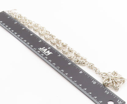 925 Sterling Silver Vintage Necklace Elegant Intricate Link Floral Chain  NE4875
