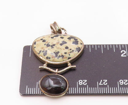 WHITNEY KELLY 925 Silver  Vintage Onyx & Dalmatian Jasper Pendant  PT16907