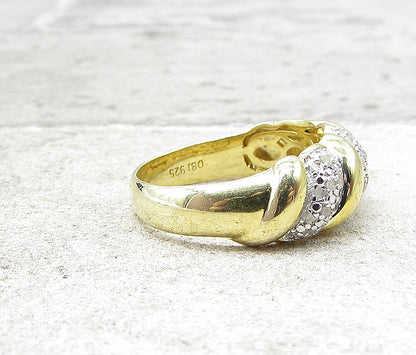 Gold Over 925 Silver  .35ctw Genuine Diamonds Cloudy Band Ring Sz 7  RG1706