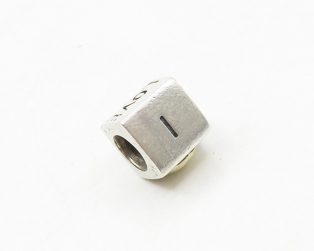 925 Sterling Silver & 14K GOLD  Vintage Two Tone I Love you Charm Bead  TR2348