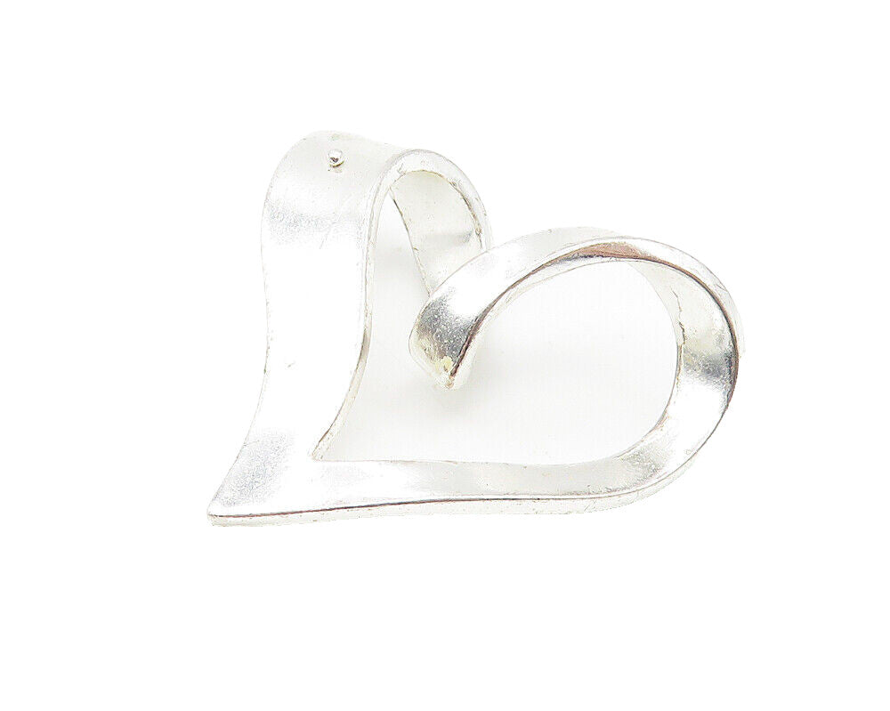 925 Sterling Silver  Vintage Shiny Smooth Open Love Heart Pendant  PT8621