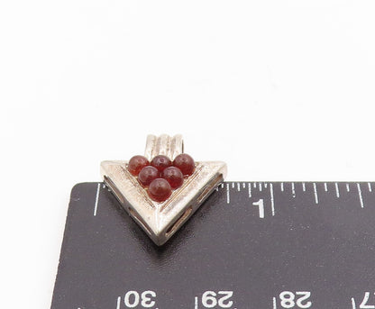 925 Sterling Silver Vintage Pendant POLAND Carnelian Beaded Pyramid  PT25354