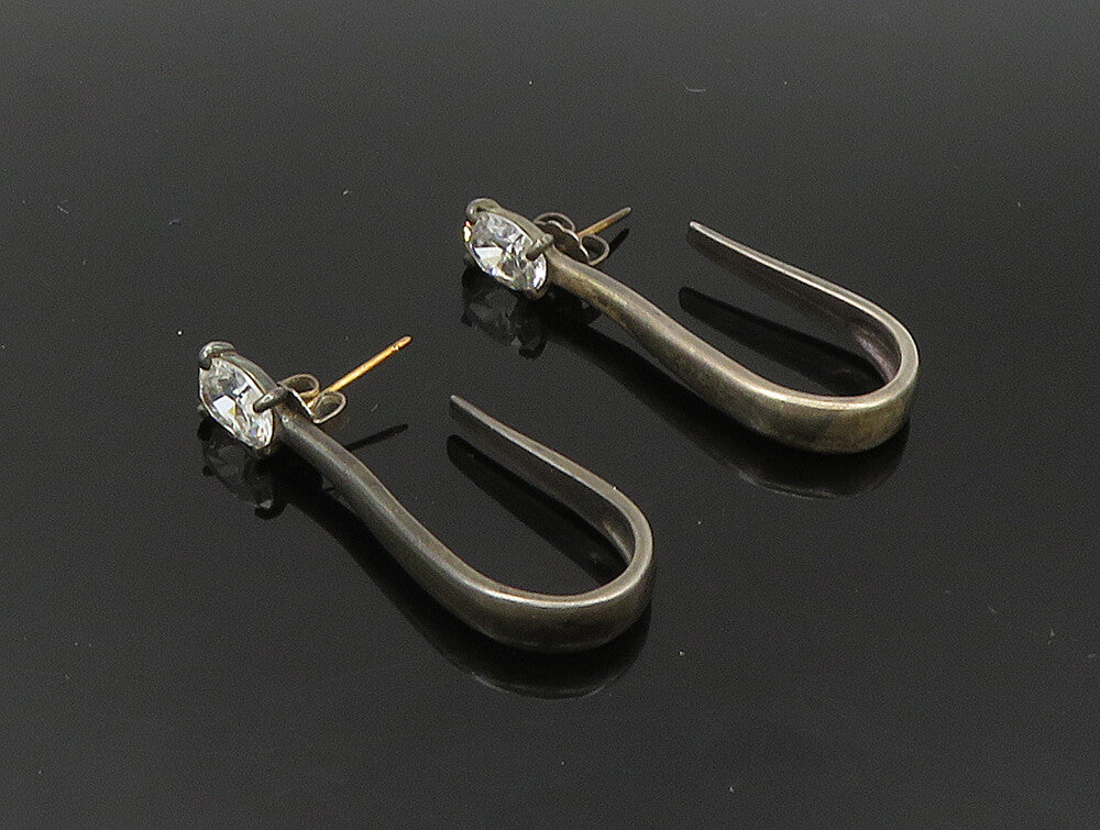 DESIGNER 925 Silver & 14k GOLD  Vintage Cubic Zirconia JHoop Earrings EG11568