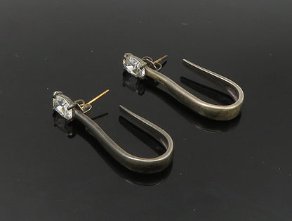 DESIGNER 925 Silver & 14k GOLD  Vintage Cubic Zirconia JHoop Earrings EG11568