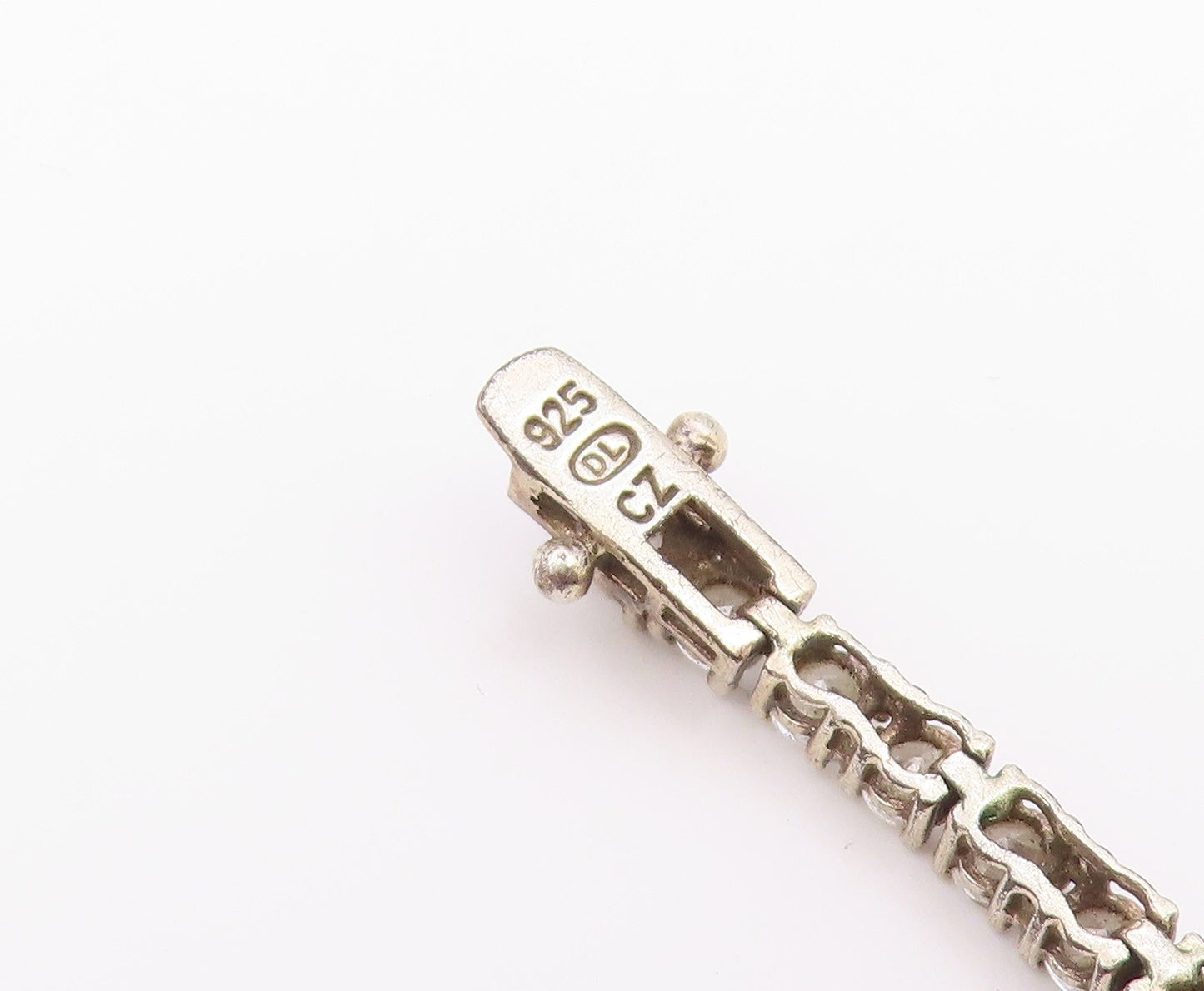 925 Sterling Silver  Vintage Round Cut Cubic Zirconia Chain Bracelet  BT5111