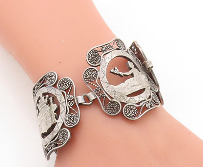 925 Sterling Silver  Vintage Antique Rope Twist Storyteller Bracelet  BT1621