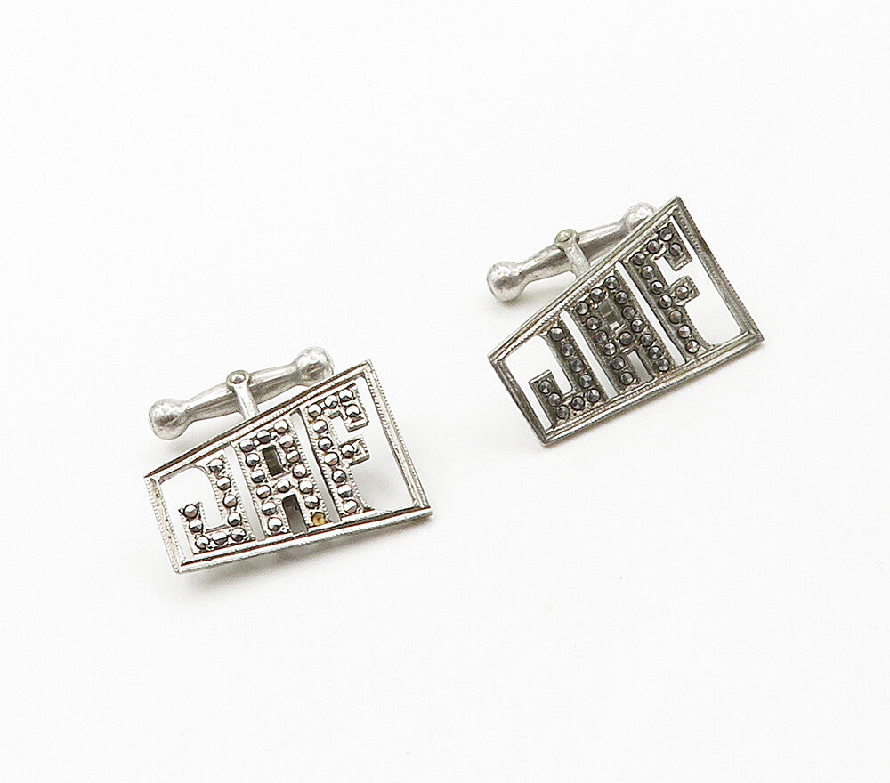 925 Sterling Silver  Vintage Sparkling JAF Initials Cufflinks  TR2217