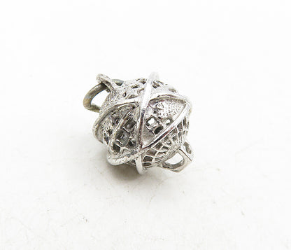 925 Sterling Silver  Vintage Petite Wrapped World Globe Drop Pendant  PT6912