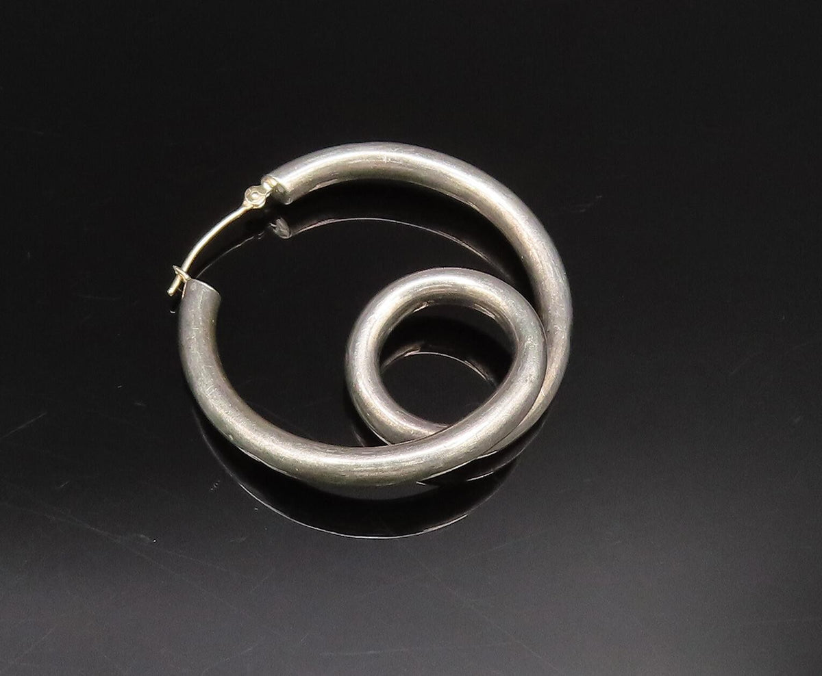 14K GOLD & 925 Silver  Vintage Two Tone Hoop Drop Singles Lot Earrings EG12050