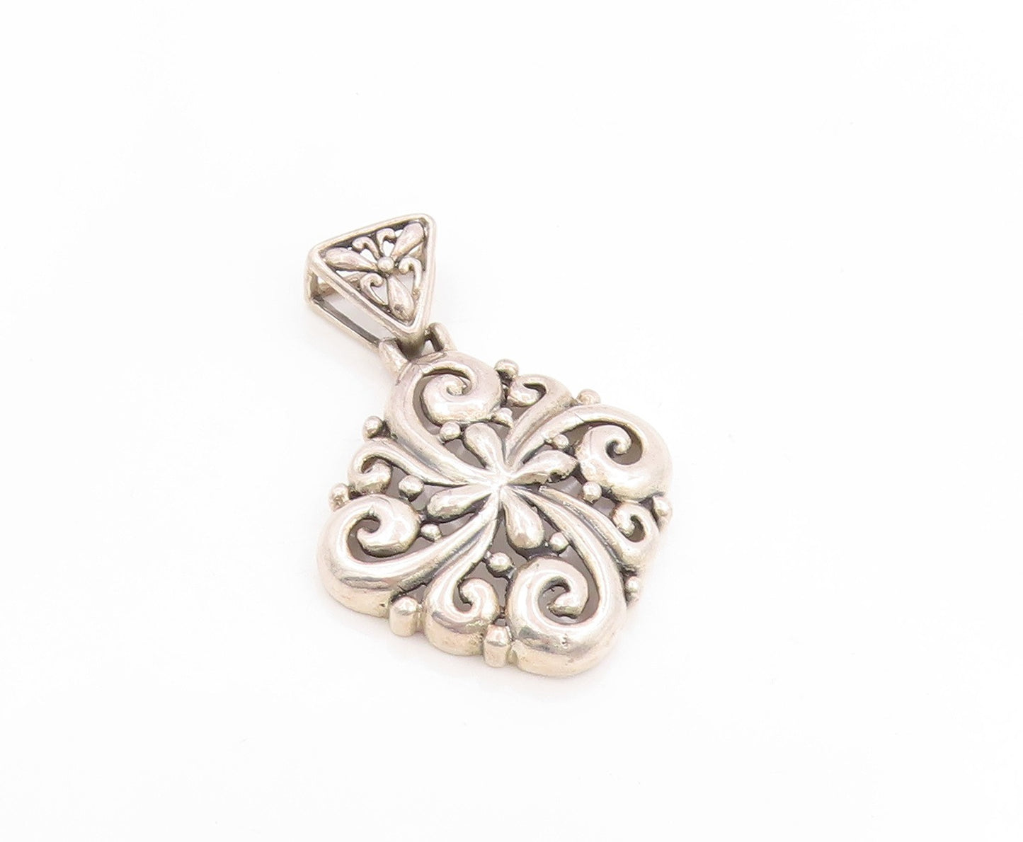 925 Sterling Silver Vintage Pendant Intricate Floral Scrollwork Locket  PT25810