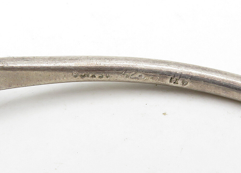 925 Sterling Silver  Vintage Open Love Heart Hook Bangle Bracelet  BT8535