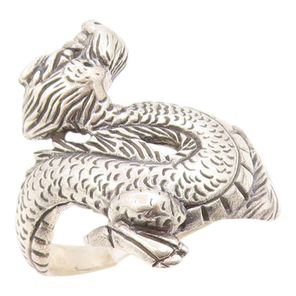 925 Sterling Silver Vintage Ring Etched Mythical Dragon Band  Sz 10  RG35903