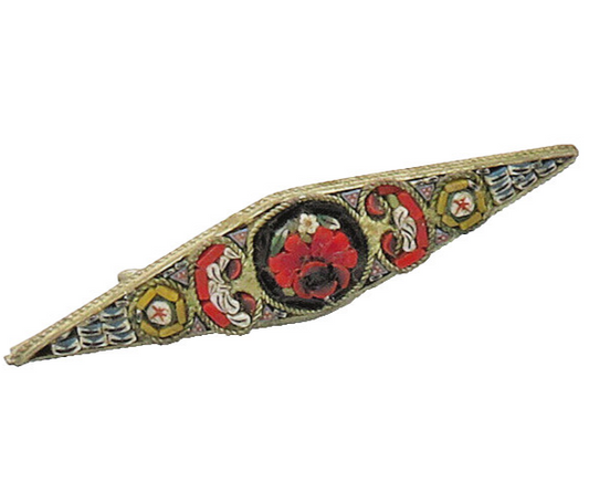 925 Sterling Silver  Vintage Red Coral Floral Design Pointed Brooch Pin BP8387
