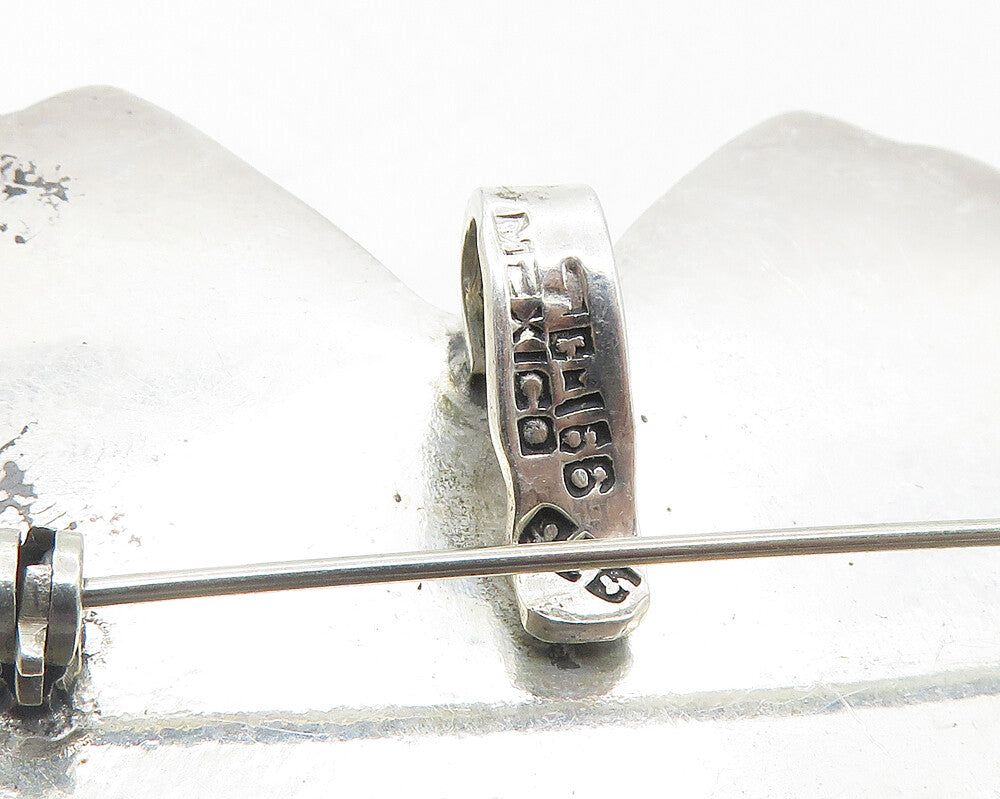 MEXICO 925 Sterling Silver  Vintage Shiny 2 Tone Ribbon Bow Brooch Pin  BP4104