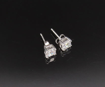 925 Sterling Silver Vintage Dainty Square Cubic Zirconia Stud Earrings EG11989