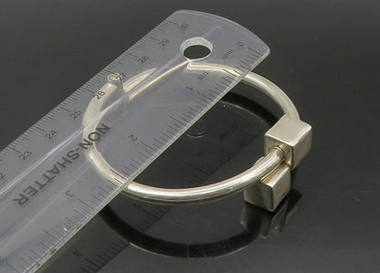 MEXICO 925 Silver  Vintage Shiny Cube Ends Bypass Bangle Bracelet  BT9002