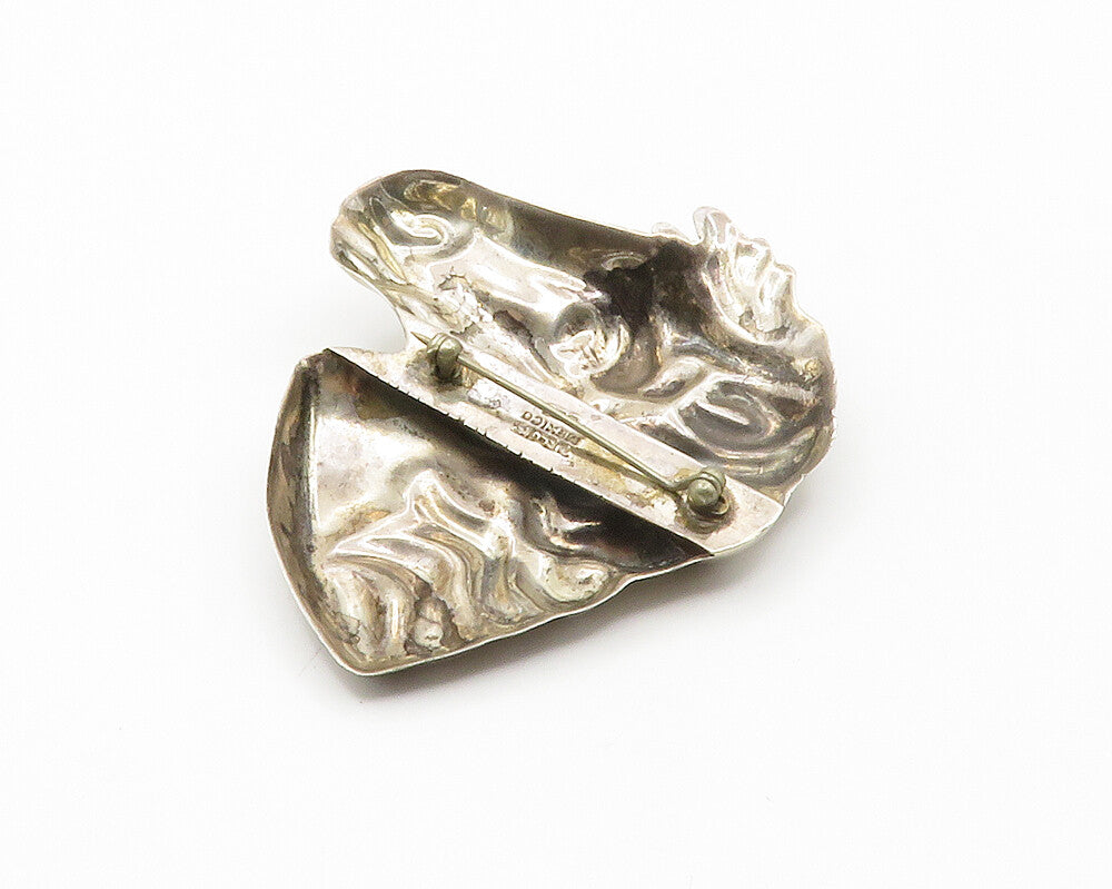 MEXICO 925 Sterling Silver  Vintage Dark Tone Horse's Head Brooch Pin  BP5753