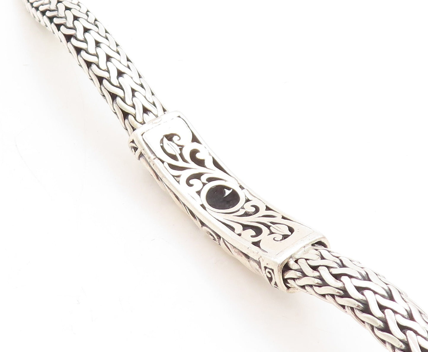 925 Sterling Silver Vintage Bracelet Solid Designer Leaved Carved  BT10981