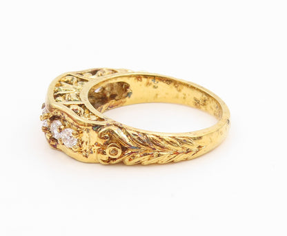 925 Sterling Silver Vintage Ring Gold Plated CZ Statement Band  Sz 8  RG35823