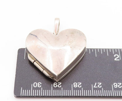 925 Sterling Silver Vintage Pendant Minimalist Solid Love Heart OPENS  PT25135