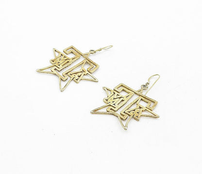 925 Sterling Silver  Vintage Two Tone Diamond Cut ATM Drop Earrings  EG4145