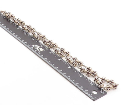 925 Sterling Silver Vintage Necklace Designer Cutout Dark Tone Beads  NE4428