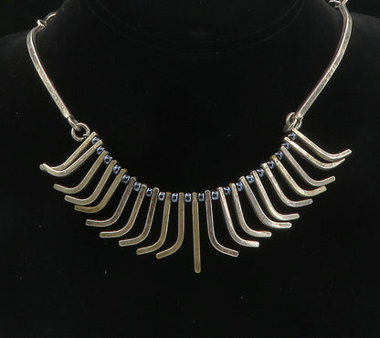 MEXICO 925 Sterling Silver  Vintage Petite Blue Pearls Chain Necklace  NE1592