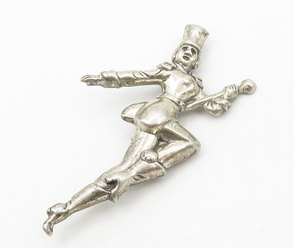 925 Sterling Silver  Vintage Shiny Petite Dancing Figure Brooch Pin  BP5222