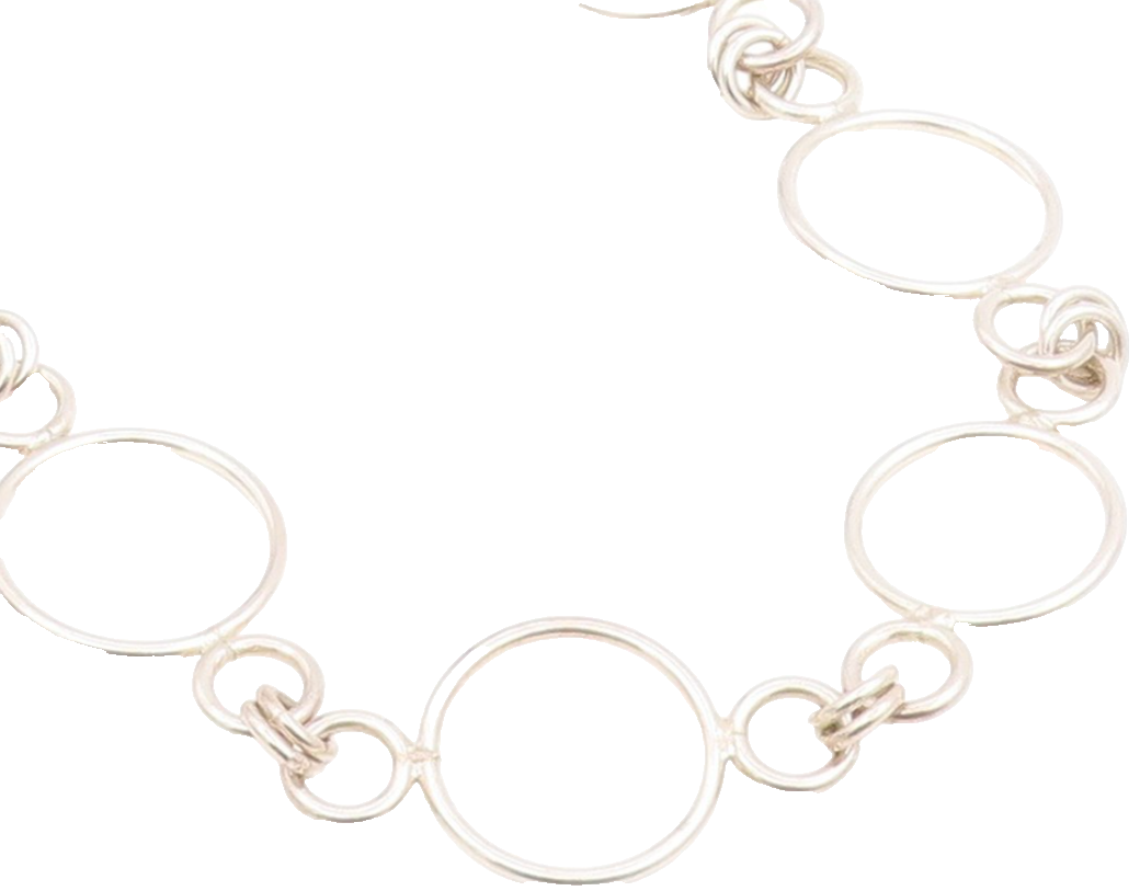 925 Sterling Silver Vintage Necklace Interlinking Hollow Circle Chain NE4737