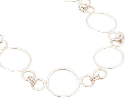 925 Sterling Silver Vintage Necklace Interlinking Hollow Circle Chain NE4737