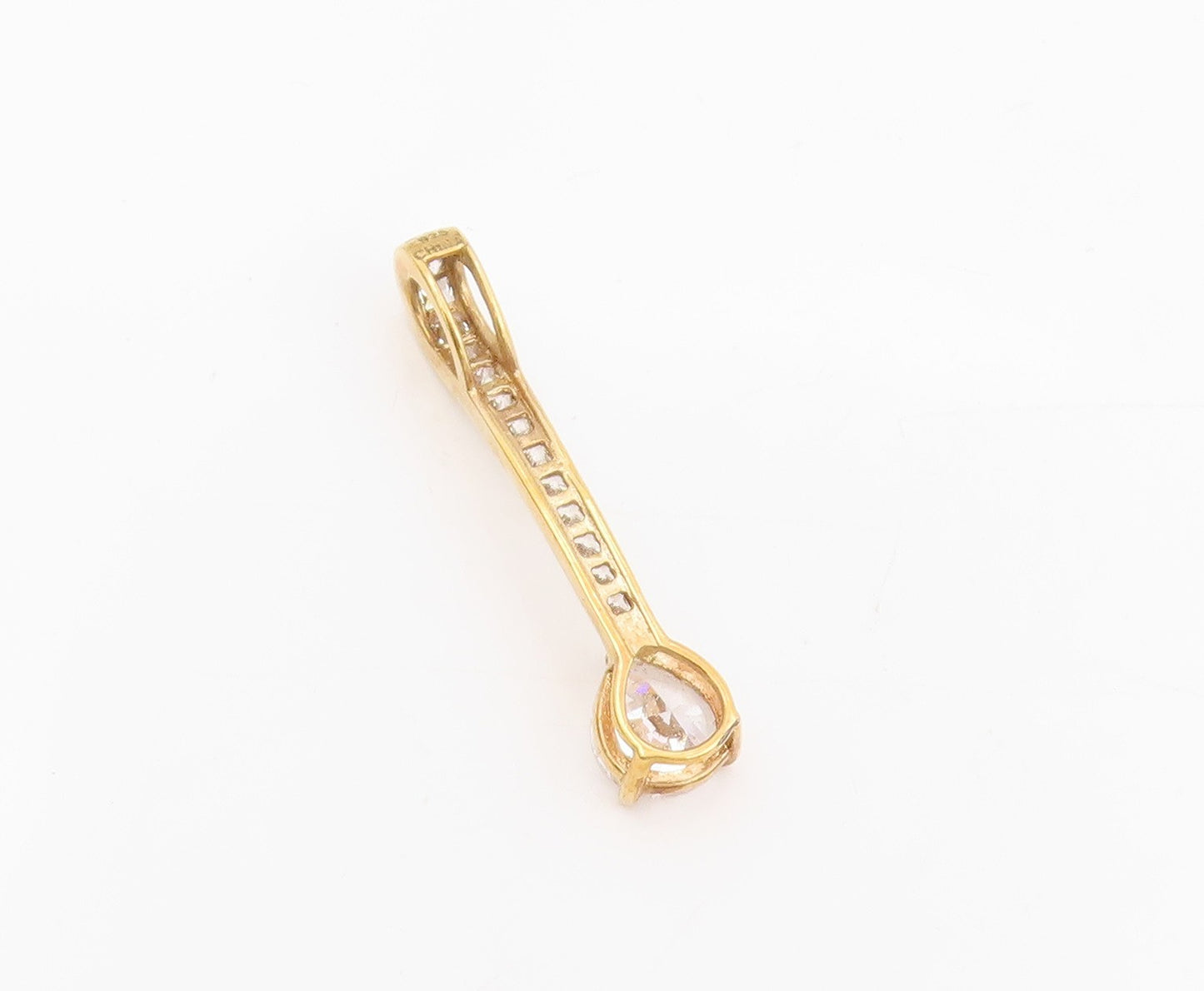 925 Sterling Silver Vintage Pendant Gold Plated CZ Classic Drop Charm  PT25502