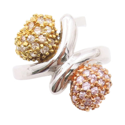 925 Sterling Silver Vintage Ring 2 Tone Gold Plated Designer CZ   Sz 6  RG33363