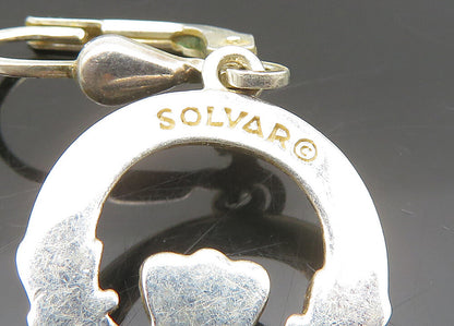 SOLVAR 925 Silver  Vintage Shiny Traditional Claddagh Dangle Earrings  EG10406