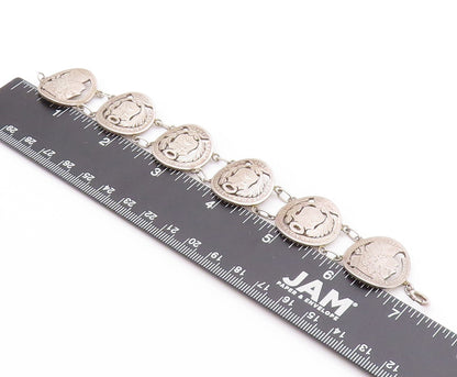 925 Sterling Silver Vintage Bracelet Antique Royal Peruana Coins   BT11264