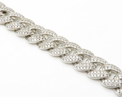 925 Sterling Silver  Vintage Cubic Zirconia Curb Link Chain Bracelet  BT5605