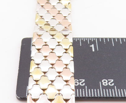 925 Sterling Silver Vintage Bracelet Classic Multi Tone Fish Scale Chain BT11487