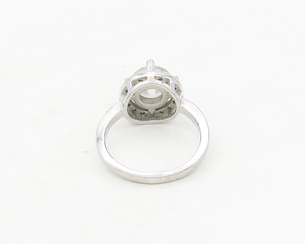 925 Sterling Silver  Cubic Zirconia Solitaire With Accents Ring Sz 7  RG17345