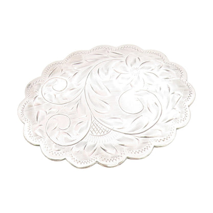925 Sterling Silver Vintage Brooch Engraved Swirly Floral Scalloped Pin  BP12106