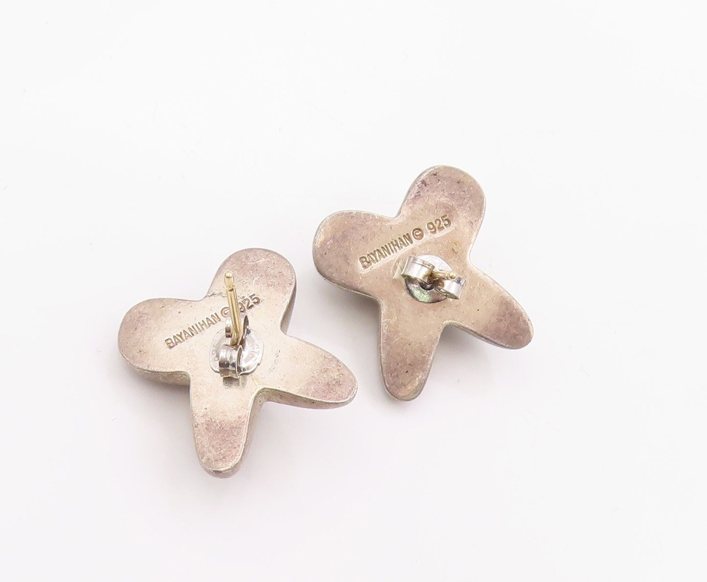 BAYANIHAN 925 Silver & 14K GOLD Vintage Dark Tone X Drop Earrings  EG9145