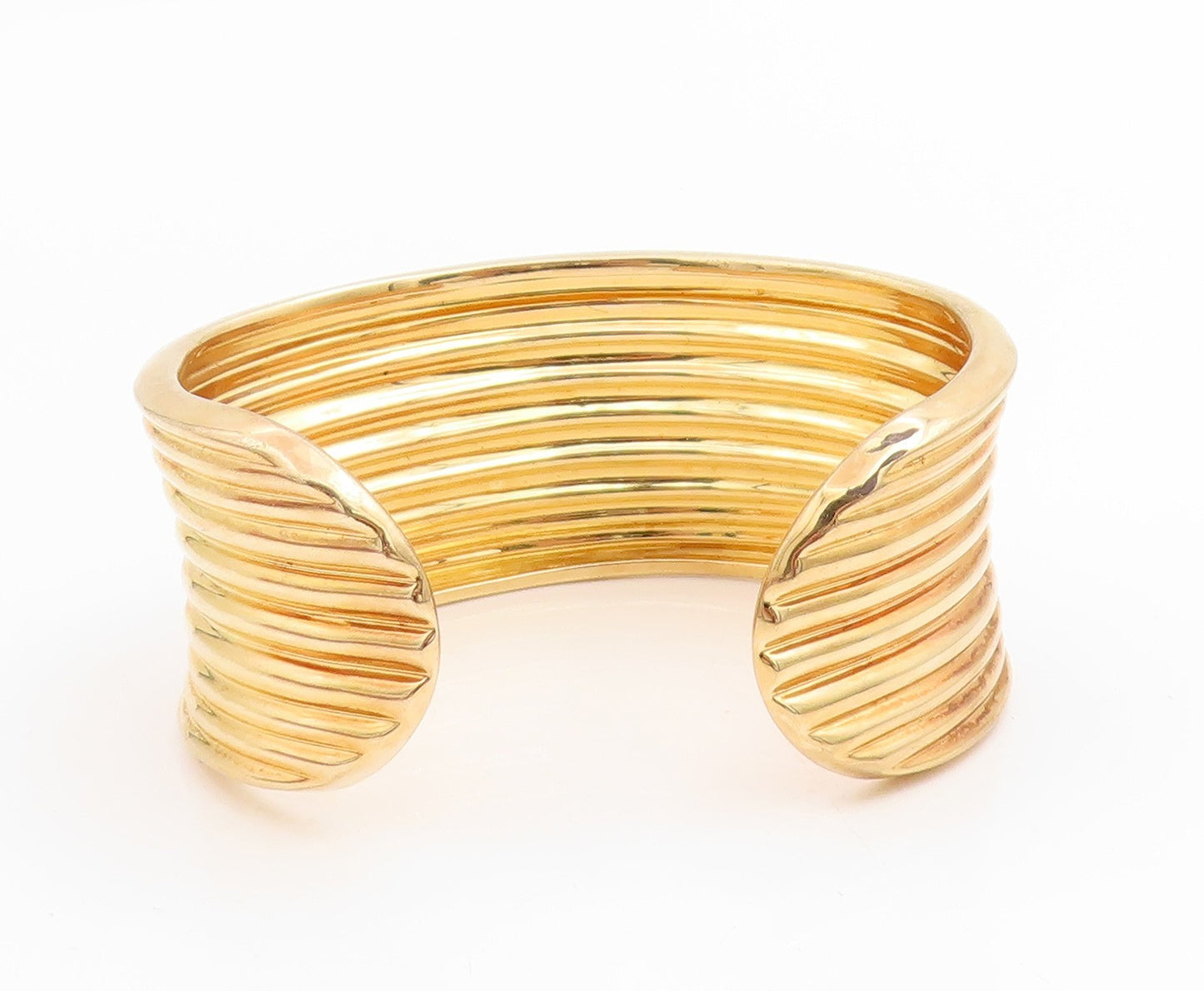 925 Sterling Silver Vintage Bracelet Gold Plated ROSS SIMON Ribbed Cuff  BT11834
