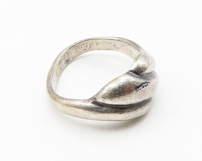 925 Sterling Silver  Vintage Dark Tone Fluted Detail Band Ring Sz 6  RG10317