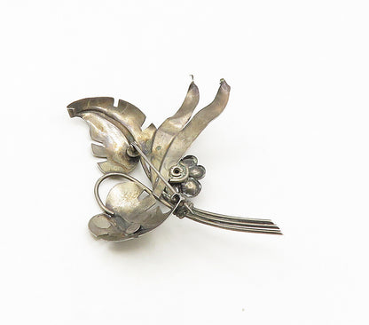 HARRY ISKIN 925 Sterling Silver  Vintage Blue Topaz Floral Brooch Pin  BP6605