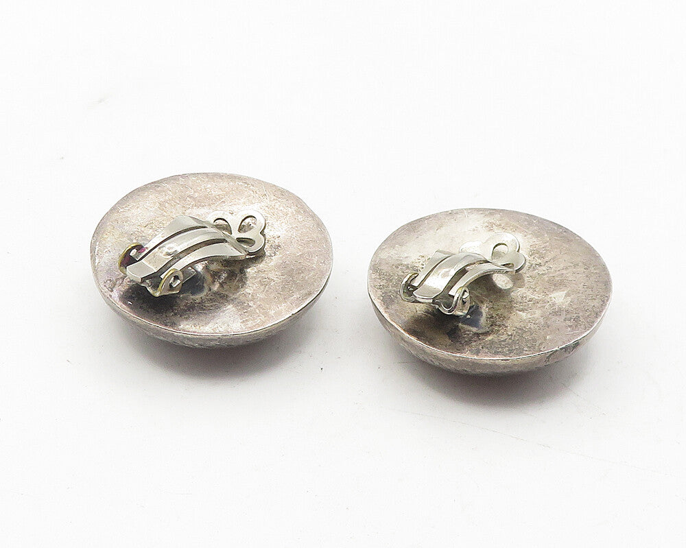 925 Sterling Silver  Vintage Dark Tone Non Pierce Button Drop Earrings  EG6072