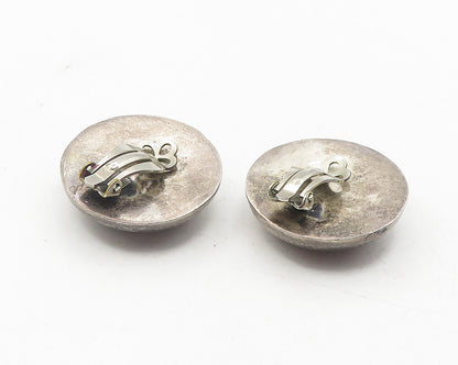 925 Sterling Silver  Vintage Dark Tone Non Pierce Button Drop Earrings  EG6072