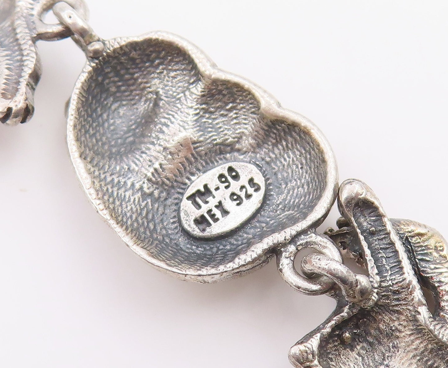 925 Sterling Silver Vintage Bracelet MEXICO Figural Playing Cats Link  BT12046