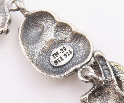 925 Sterling Silver Vintage Bracelet MEXICO Figural Playing Cats Link  BT12046