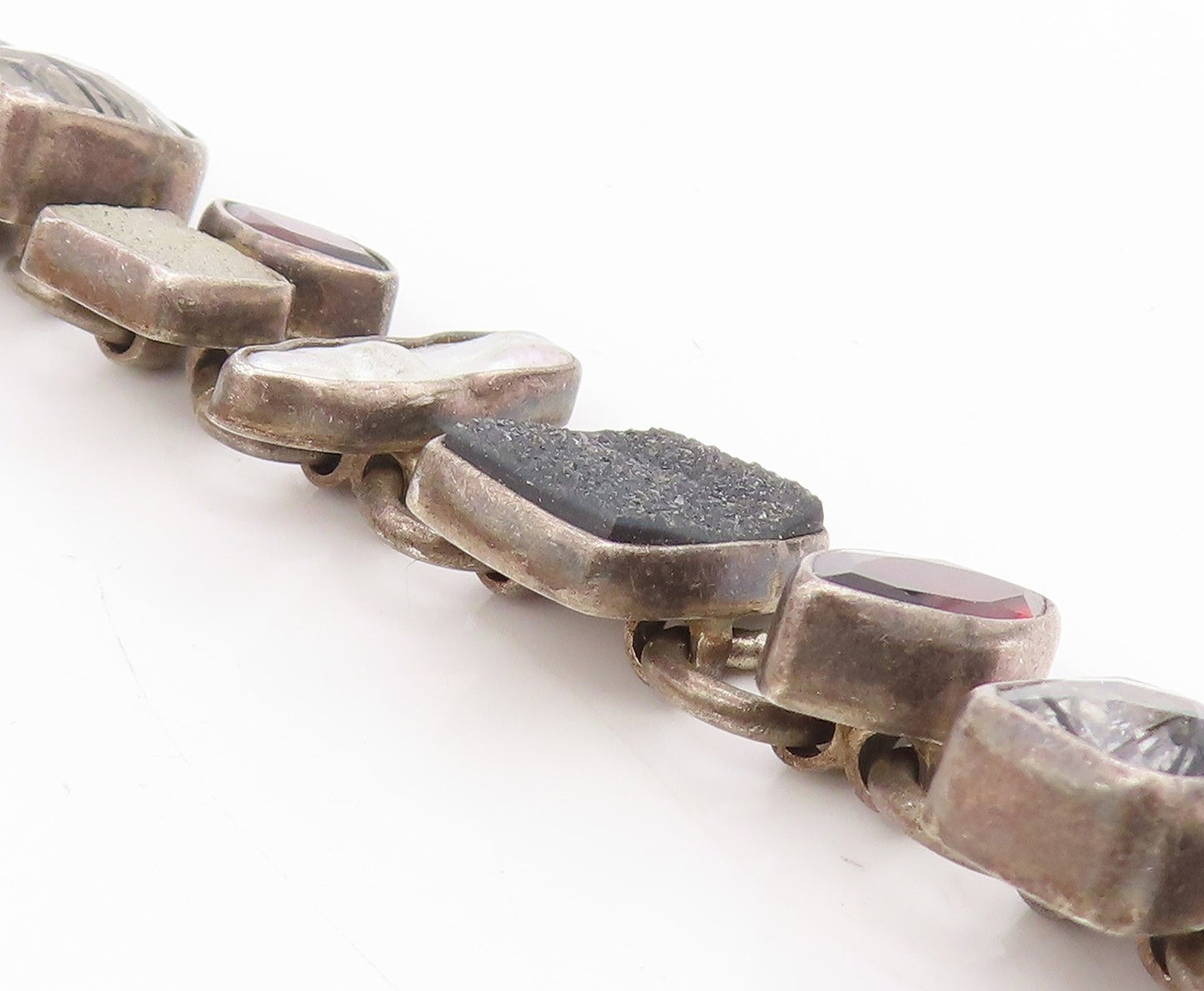 925 Sterling Silver Vintage Bracelet THE DREAMER Multi Gemstone Link  BT11677