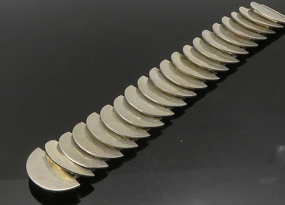 MEXICO 925 Sterling Silver Vintage Heavy Shiny Modernist Chain Bracelet BT9043