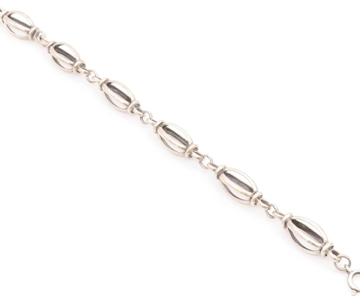 925 Sterling Silver Vintage Bracelet Open Cutout Bead Design  BT11020
